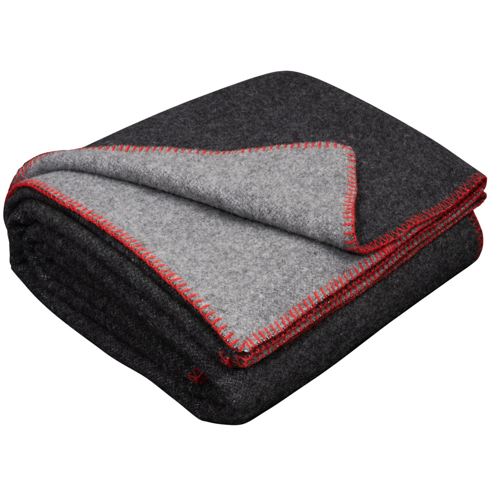 Koc z 80% wełny merino, szary z antracytem