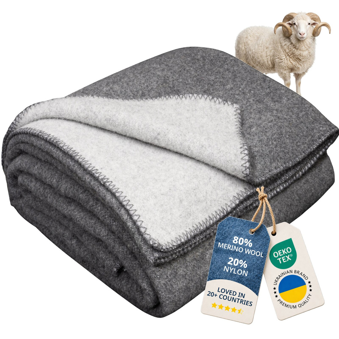 Koc z 80% wełny merino