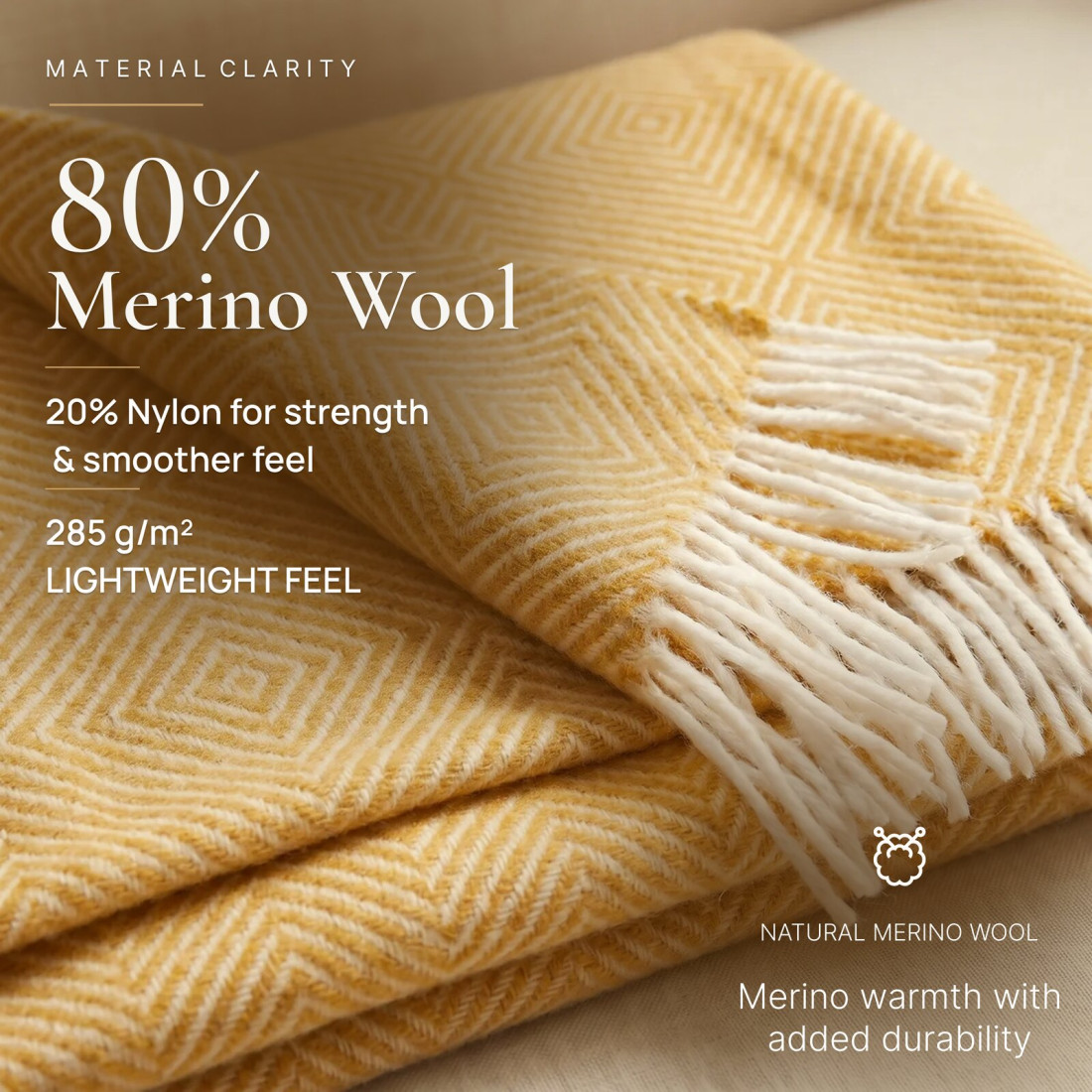 Koc z wełny merino w romby · 2