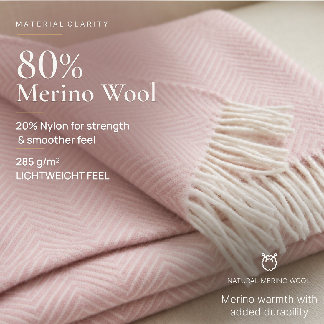 Koc z wełny merino w romby · 2