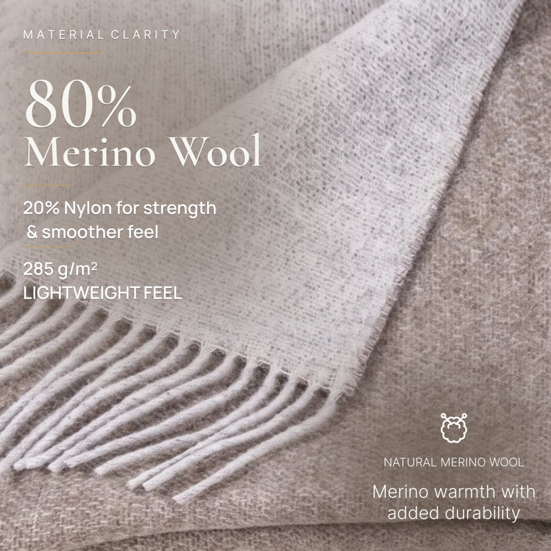 Dwustronny koc z wełny merino · 2