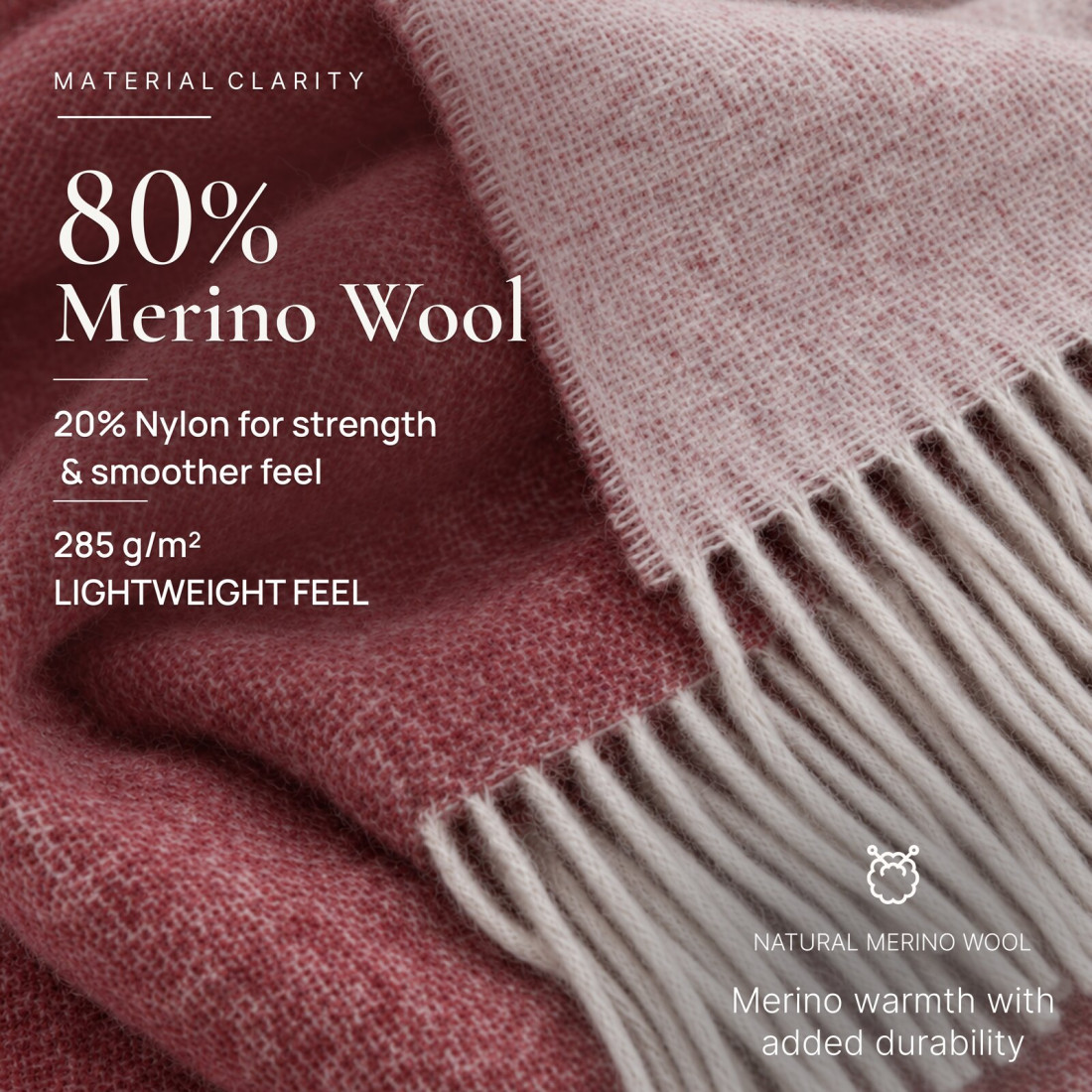 Dwustronny koc z wełny merino · 2